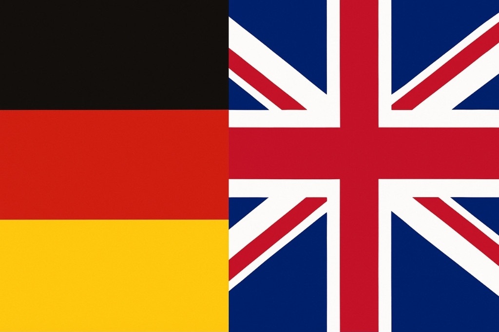German and British flags side by side, symbolizing their shared linguistic roots and prompting the question: What Language Is Closest to English?