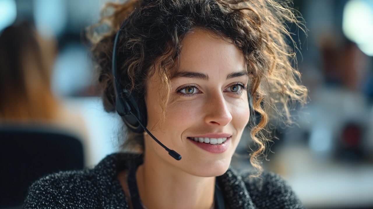 Customer service representative assisting client