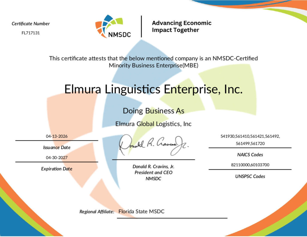 Elmura NMSDC Certification