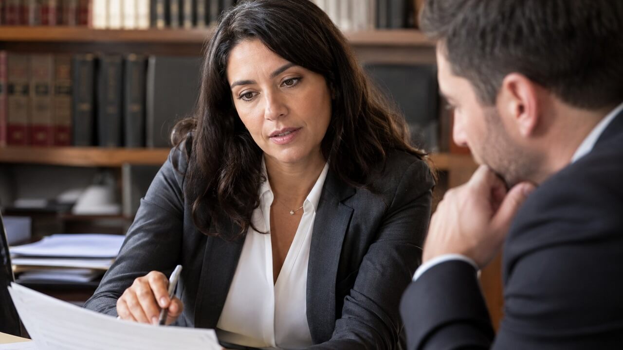 Legal interpreter reviewing case documents with an attorney